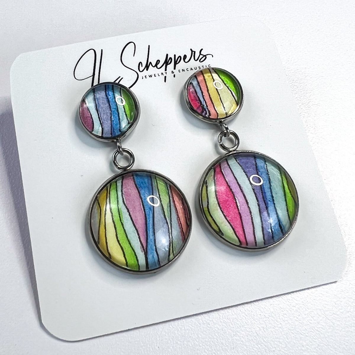 Rainbow Wave Double Drop Earrings