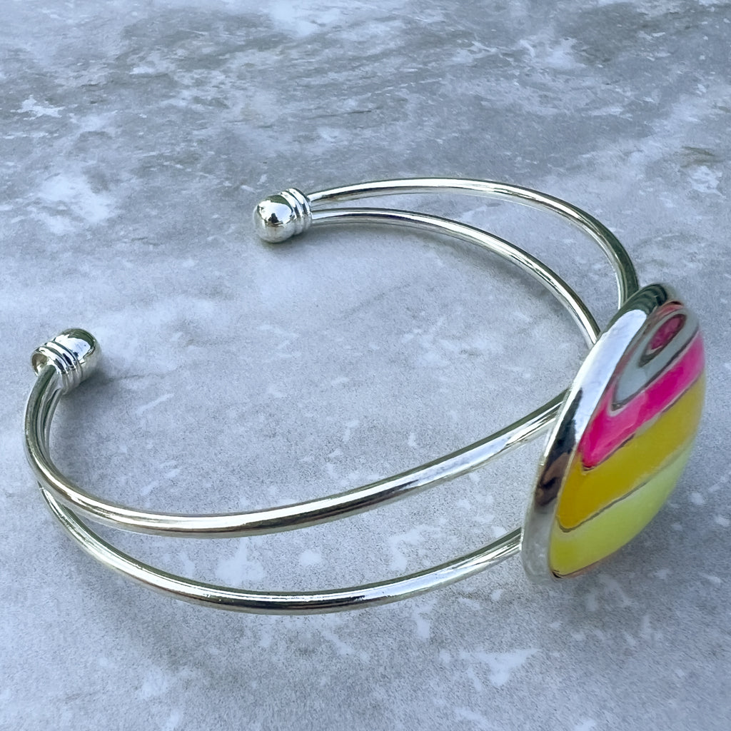 Side view of Summer Sun cuff bracelet. 